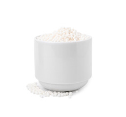 Tapioca pearls in cup isolated on white