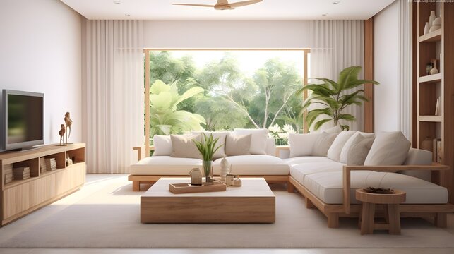 bright and clean home living room interior design concept living room decorate with nature wooden material simple comfort simplicity decorate element house beautiful design background