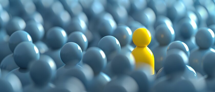 Yellow Person Standing Out From the Crowd