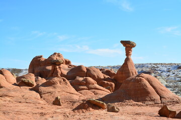 beautiful Toadstool Hoodos in Utah near Kanab, United States of America - tourist spot on a road trip