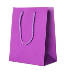 One violet shopping bag isolated on white