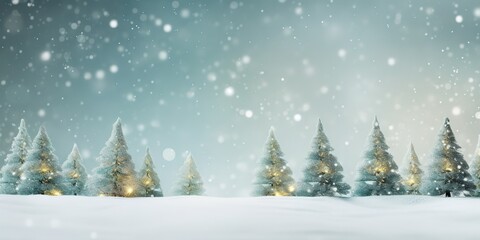 Obraz na płótnie Canvas festive winter season with piles of snow and snowy fir trees for a festive Christmas background