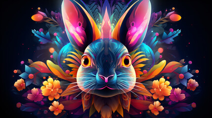 Colorful psychedelic bunny
