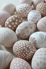 Easter eggs. Pattern on eggs. Generative AI