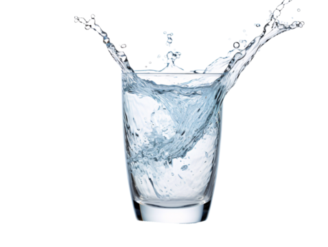 a glass of water splashing