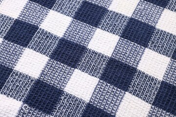 Texture of checkered fabric as background, top view