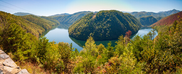 Calderwood Lake, bordering the Great Smoky Mountains National Park and Cherokee National Forest
