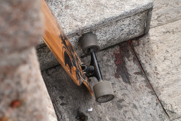 Skateboard leaning wall vision game fun kids