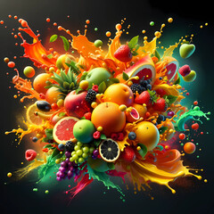 abstract colorful background with fruits