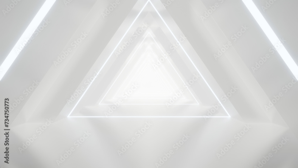 Poster abstract white futuristic triangle tunnel architecture
