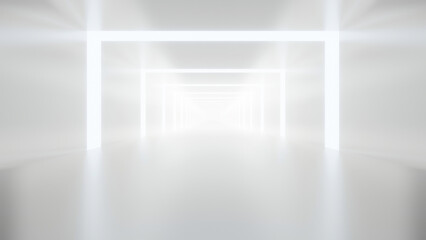 abstract white futuristic geometric tunnel architecture