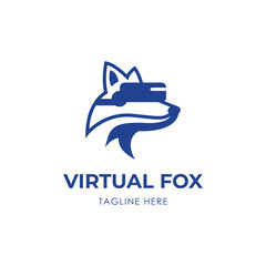 virtual fox. fox and Virtual Reality headset logo design icon.