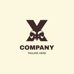 Letter X and Ram logo icon design idea for company, website, store, media. Vector EPS 10