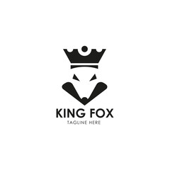 King fox. head fox with crown logo design icon.