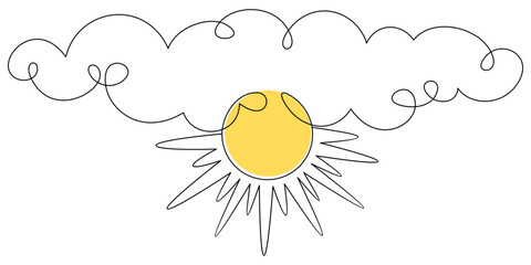Sun and Clouds. Element Summer Vector