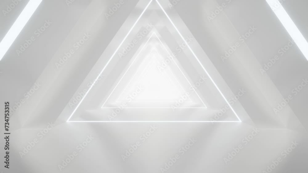 Poster abstract white futuristic triangle tunnel architecture