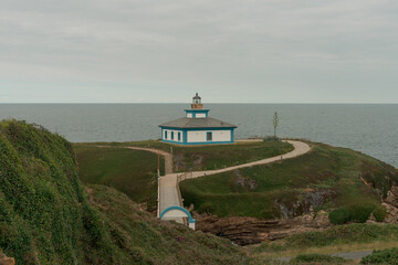 Fototapeta na wymiar Isla Pancha lighthouse in Ribadeo, Lugo.