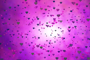 Obraz premium Beautiful violet pink hearts illustration background. Valentine's day holidays copy space greeting card.