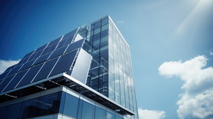 Fototapeta na wymiar renewable solar panels on building