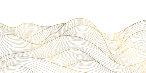 Vector line gold background, luxury design texture. Flow elegant curve graphic. River, ocean dynamic banner © marylia17