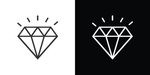 shine diamond icon on black and white