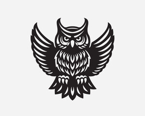Owl logo. Night bird emblem design editable for your business. Vector illustration.