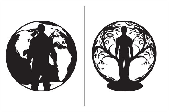 Earth Day Silhouette for creative design and print on Demand.