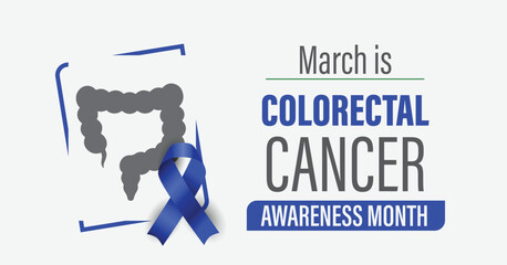 Colorectal cancer awareness month banner. Observed in March annually advocacy poster.
