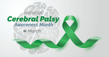 Cerebral palsy awareness month banner. Neurological disease advocacy poster.