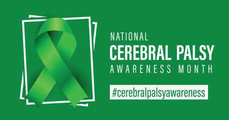 Cerebral palsy awareness month banner. Neurological disease advocacy poster. - obrazy, fototapety, plakaty