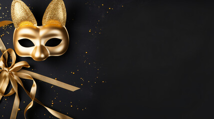 Easter background with gold bunny mask