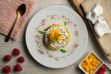 Mango Sticky Rice. Sticky rice cooked with coconut milk with fresh fruit.