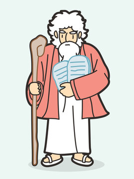 recommend clip art: Moses and Ten Commandments Stone from Yahweh God of Israel Cartoon Graphic Vector