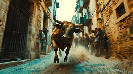 Fotobehang The Matador: Confronting the Bull's Fierce Charge © Murda