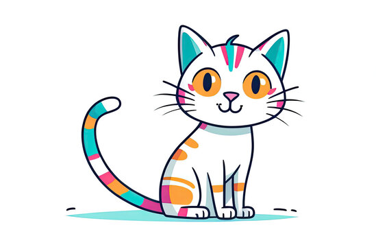 Cute domestic cat hand drawn sketch Pets illustration