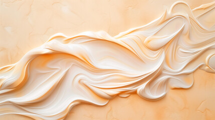 Cosmetic smear cream texture on beige background