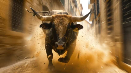 Selbstklebende Fototapeten The Matador: Confronting the Bull's Fierce Charge © Murda