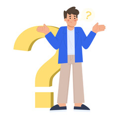 Vector Illustration of confused business man with question mark