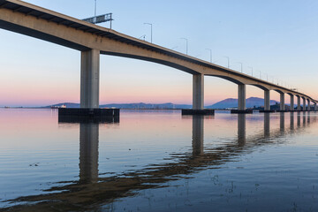 The Benicia-Martinez Bridge, Northbound Span with Mt Diablo in the Background. Solano and Contra Costa Counties, California.