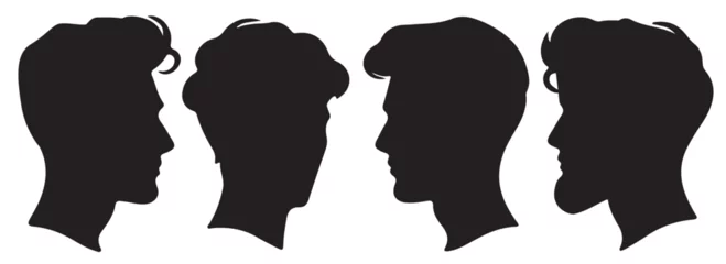 Foto op Canvas handsome man side face silhouette set vector illustration © Riana Cableme