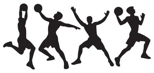 basketball man silhouette set vector illustration