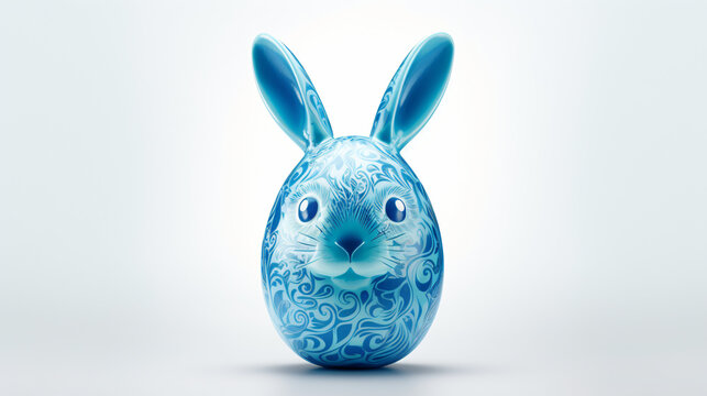 Easter bunny rabbit blue painted egg