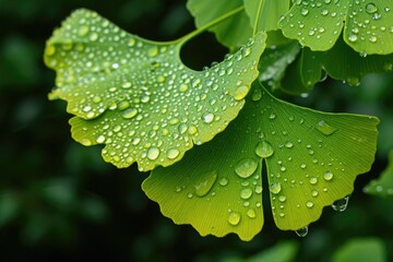Maidenhair or ginkgo biloba leaves. Healing plant in traditional Chinese medicine