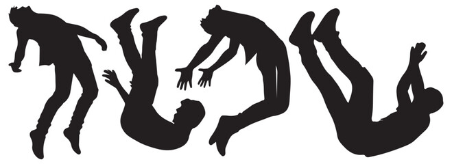 fall people silhouette set vector illustration