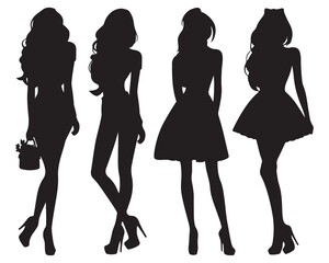 sexy girl silhouette set vector illustration