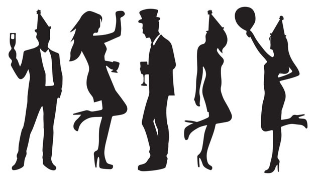 party people silhouette set vector illustration
