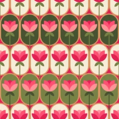 Retro luxury red geometric flower with seamles pattern background.