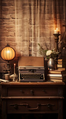 Nostalgic Ambiance of a Vintage-Inspired Space filled with Antique Furniture and Classic Literature