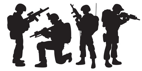 soldier silhouette set vector illustration