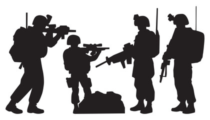 soldier silhouette set vector illustration